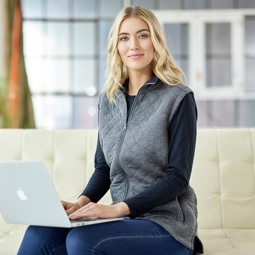 Women's Grey Quilted Vest